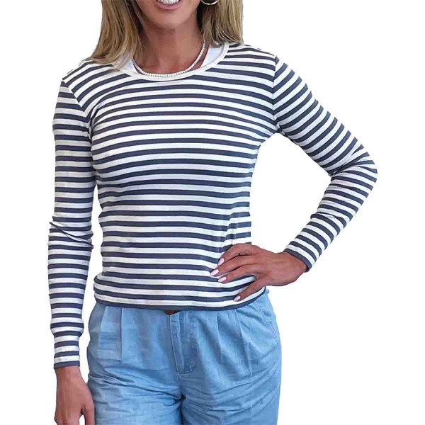Long Sleeve Cew Neck Top In Basic Colors