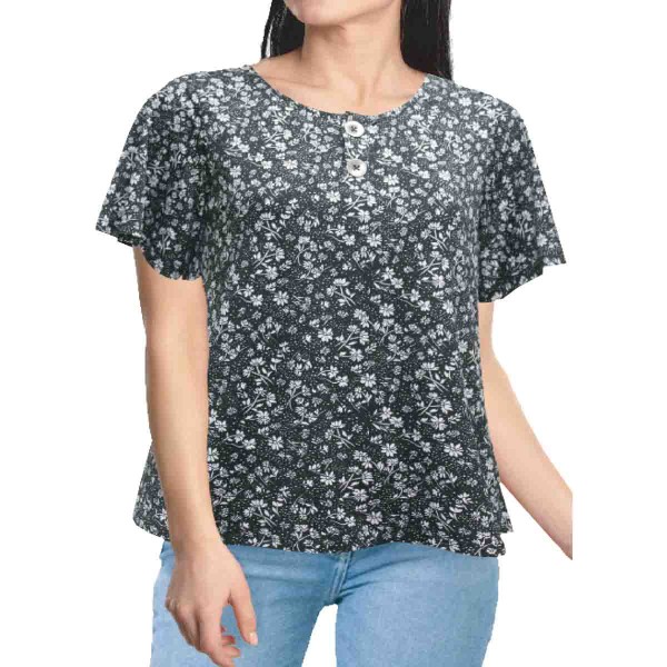 MIX MEDIA FLUTTER SLEEVE PRINTED