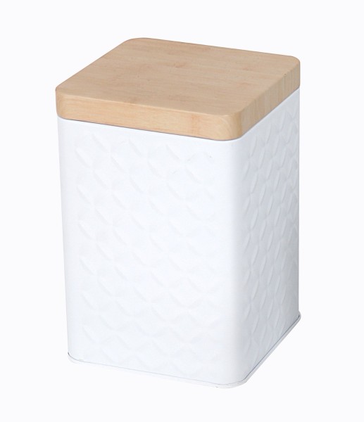 Square Metal Tin Box with Bamboo Lid | Assorted Colors