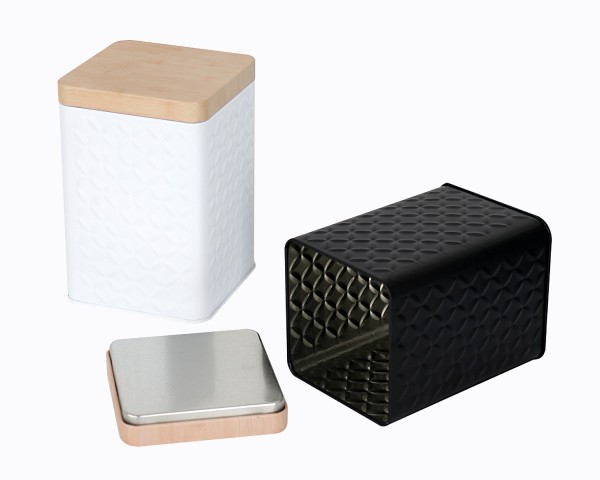 Square Metal Tin Box with Bamboo Lid | Assorted Colors