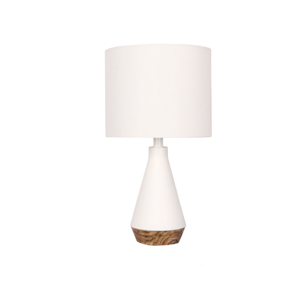 White Table Lamp with wood base