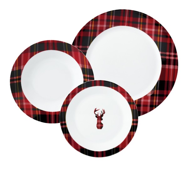 Service de vaisselle Xmas Plaid 12pcs