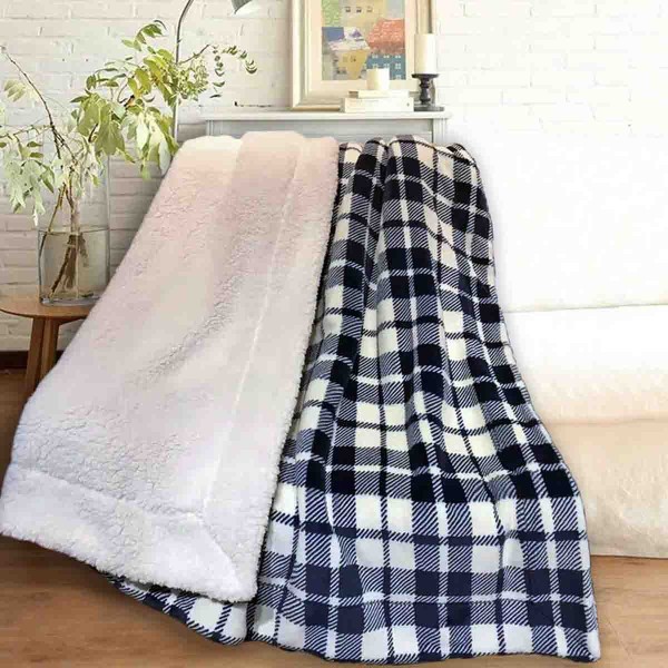 LL BEAN VELOUR PLAID REV TO SHERPA SUPERSOFT