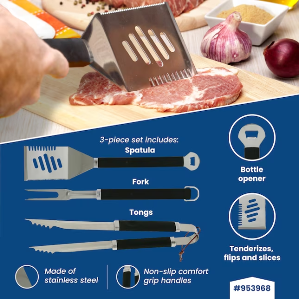 Ensemble d'outils de barbecue en acier inoxydable 3 pièces