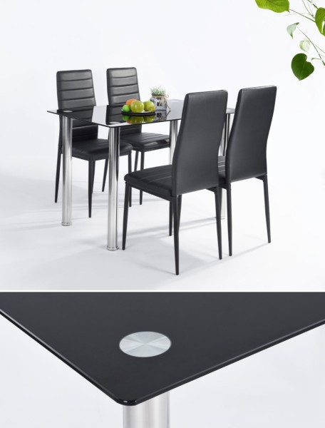 Atelier Du Nord - Xacharia 5pc Dining Room Table Tempered Glass