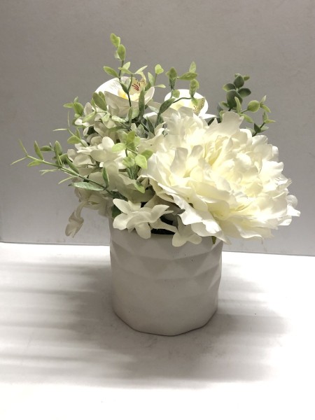 Fleur blanche en pot céramique 10.16x10.16x22.86