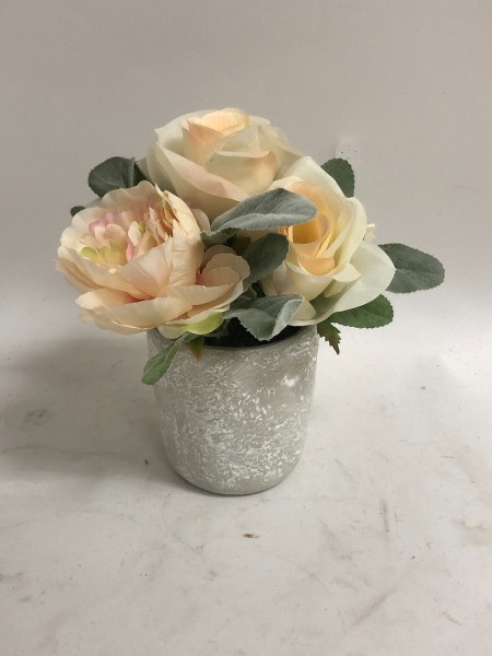 Fleur de rose en pot céramique