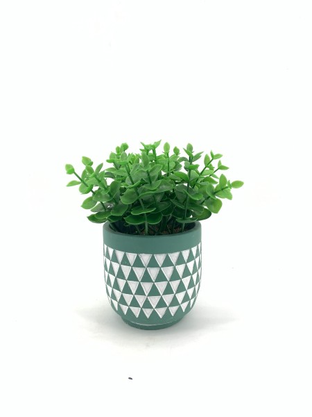 LAUREN TAYLOR - Herbe dans un pot en ciment Triangle Teal