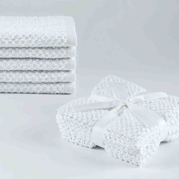 Le Spa - 5 Pcs White Face Cloth Popcorn