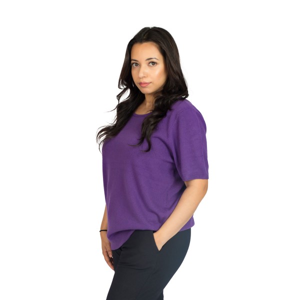 Short Sleeve Acrylic Crew Neck