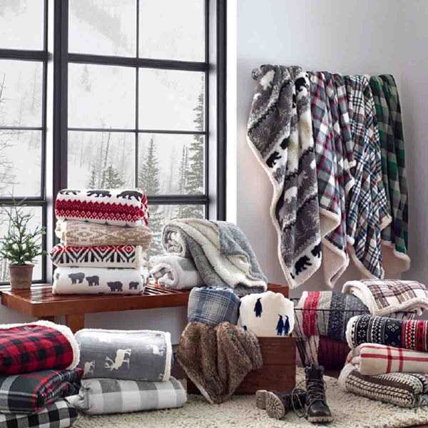Throw 50x60 Mathison Plaid Velour Revers