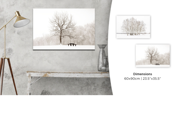 Toile imprimée 60 x 90 cm | Scène d'arbre d'hiver