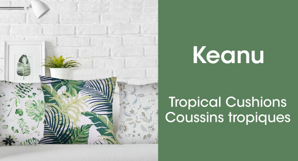 Keanu | Coussin en toile à imprimé tropical | Motifs assortis