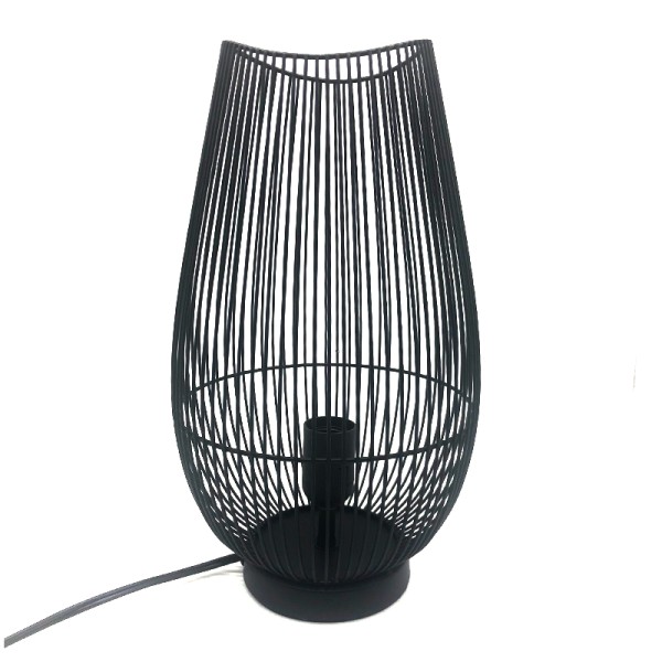 Grande lampe en fil de métal noir