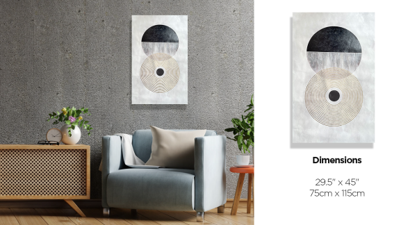 Toile imprimée 75 x 115 cm | Cercles abstraits noir/doré