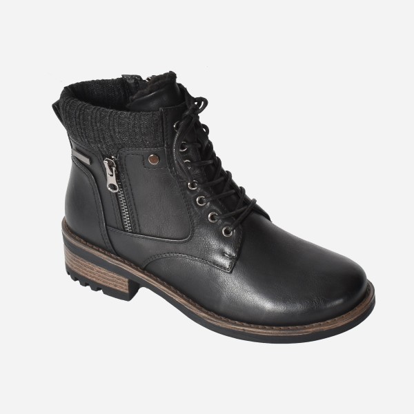 Lace Up Boot With Side Zip