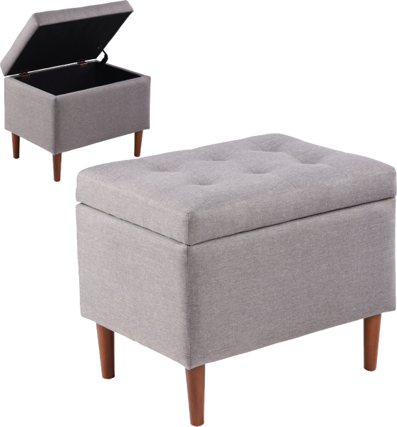 Pouf de rangement gris rembourré