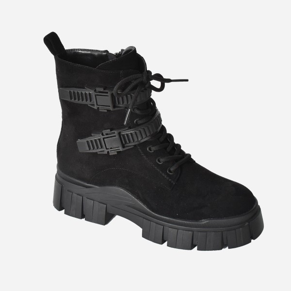 Lace Up Boot With Zip