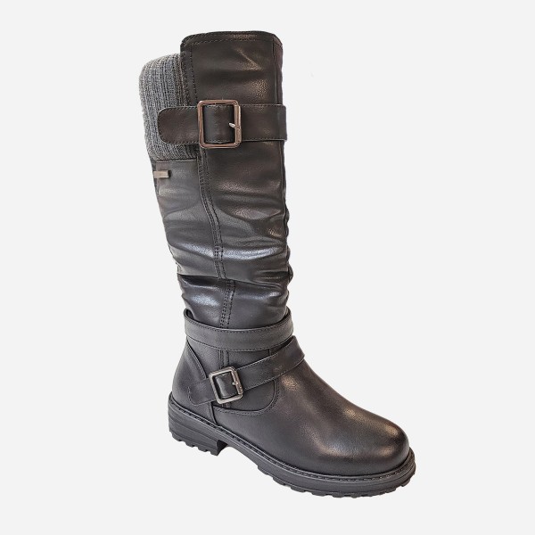 Lace-Up High Boots With Side Zip