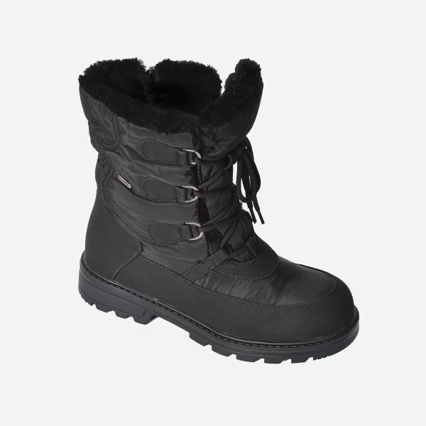 Lace Up Grip Sole Waterproof Boot With Side Zipper