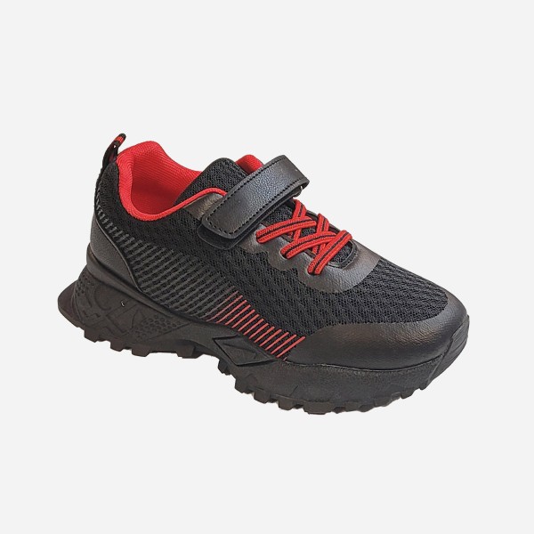 Lace Up Athletic Shoe With Velcro