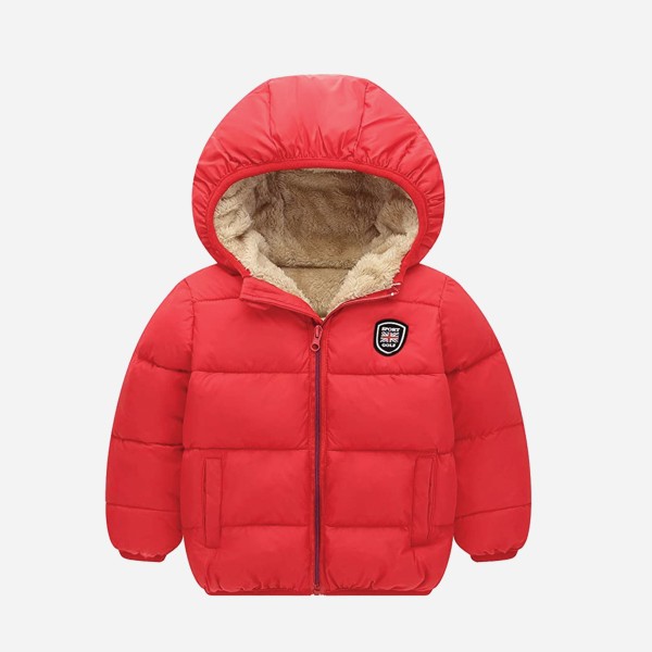 Girls Poly Filled Jacket With Sherpa Hood