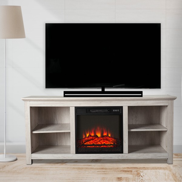 Meuble TV avec foyer électrique intégré