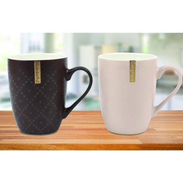 New Bone Mug 11oz Embossed And Golden Asst Colors
