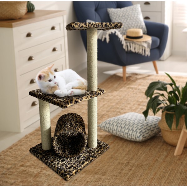 Cat Tree 1.5cm Chipboard 5.4cm Dia 400g Plush 3mm Rope
