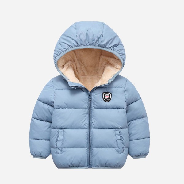 Girls Poly Filled Jacket With Sherpa Hood