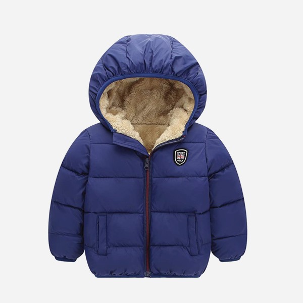Girls Poly Filled Jacket With Sherpa Hood