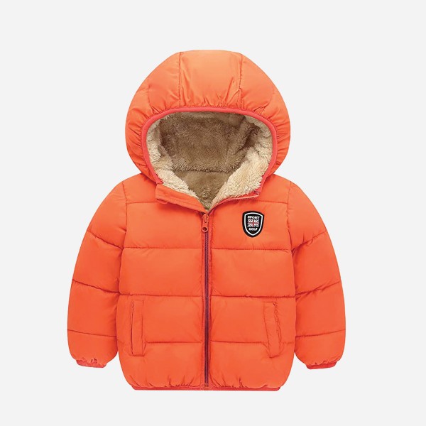 Girls Poly Filled Jacket With Sherpa Hood