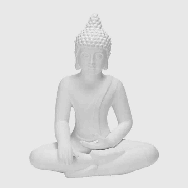 VASE 10IN(H) WHITE CERAMIC BUDDHA