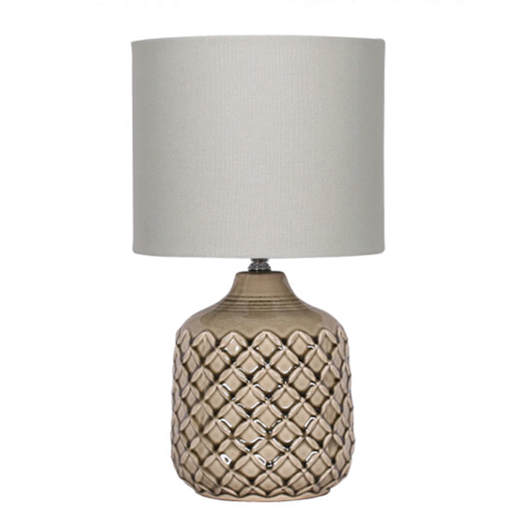 LAURENT TAYLOR - Lampe de table en céramique abat-jour gris et base émaillée olive
