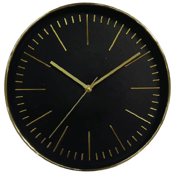 12 WALL CLOCK - BLACK AND GOLD