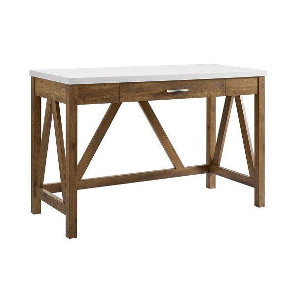 Wood Computer Desk walnut/marble