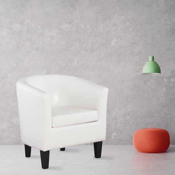 Accent Tub Chair White Pu 76x68x78cm