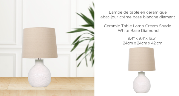 LAURENT TAYLOR-Table Lamp Cream White Base