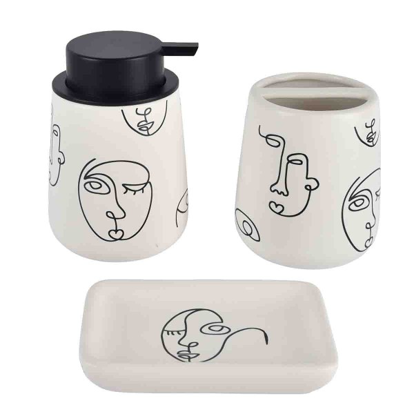 Faces - Ensemble d'accessoires de salle de bain en céramique