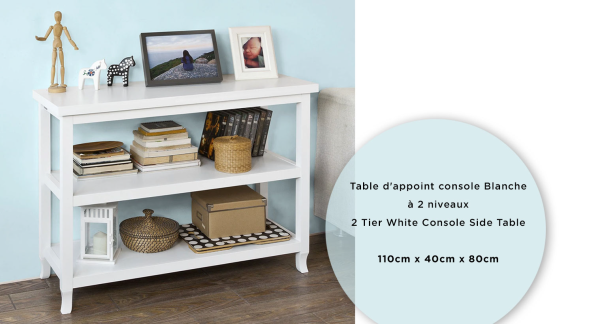Atelier du Nord | Table d'appoint console blanche à 2 niveaux