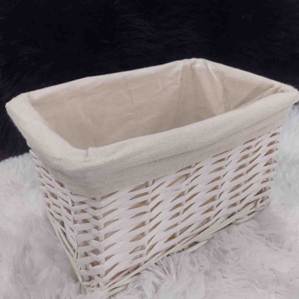 WICKER BASKET WHITE 30X20X18