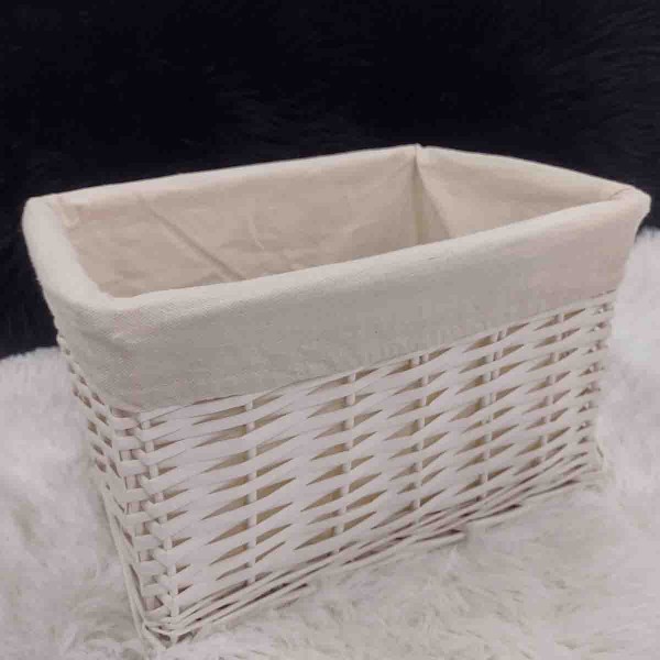 Panier en osier blanc 35x25x21cm