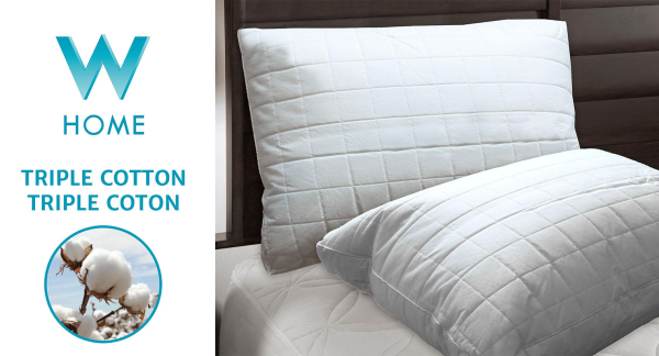 W Home - Oreiller d'entourage matelassé en coton triple