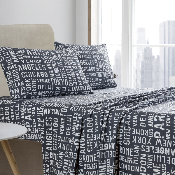 Villes du monde | Ensemble de draps en microfibre