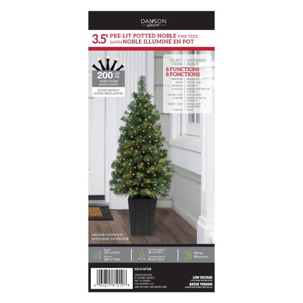3.5' Prelit Porch Tree W/200l 135 Tips Wood Lock