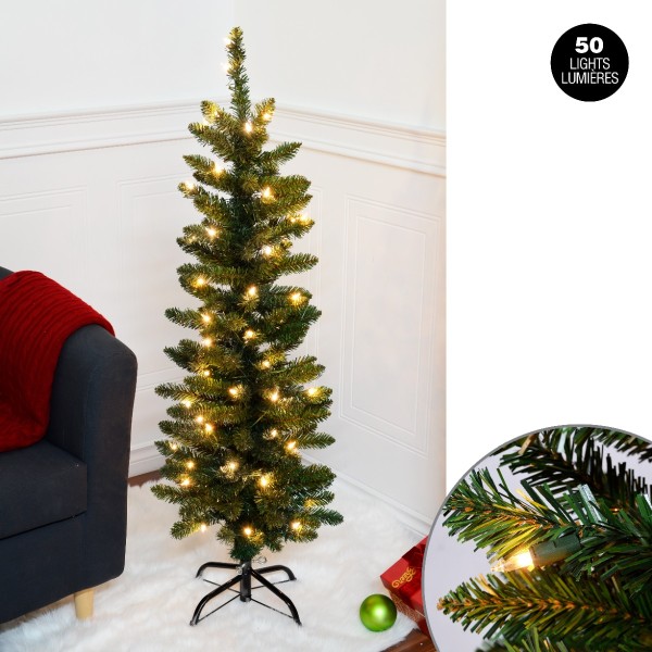 122 cm Light-Up Slim Green Tinsel with 50 Lights