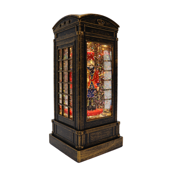 Cabine téléphonique de Noël avec casse-noisette - 9 x 9 x 22 - couleur vintage