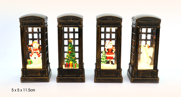 Vieille cabine téléphonique de Noël