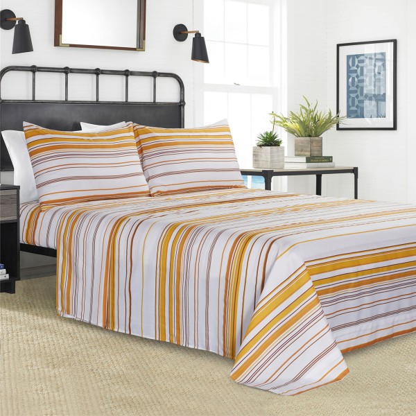 Coastal - Stripe Sheet In Microfiber