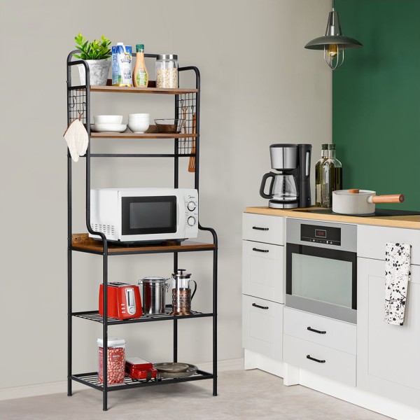 Bakers Metal Rack With Wood Shelves